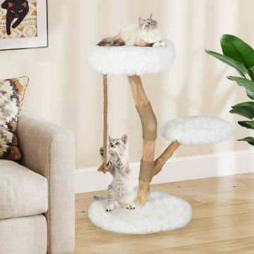 Cat scratching post, 3 levels, White, Ø 50 × 90 cm