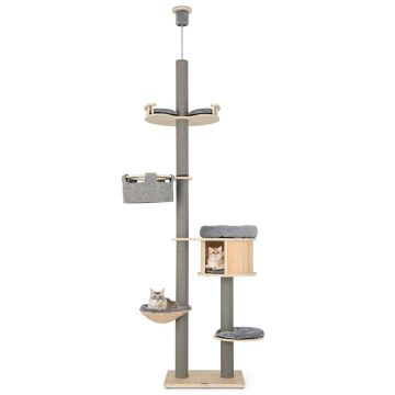 Cat scratching post, 6 levels, 58 × 255–280 × 48 cm