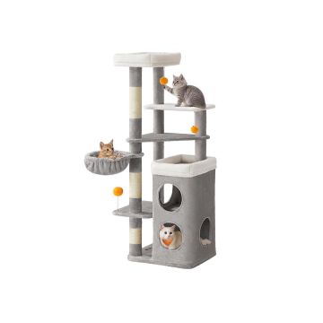 Feandrea cat tree, 2 caves, 3 platforms, 3 scratching posts, 1 hammock, 53 × 46 × 152 cm