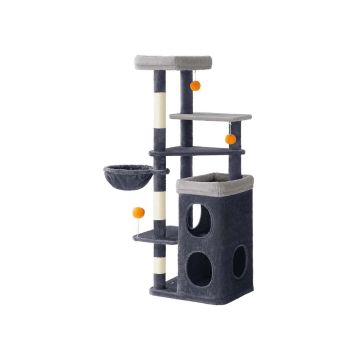 Feandrea cat tree, 2 caves, 3 platforms, 3 scratching posts, 1 hammock, 53 × 46 × 152 cm