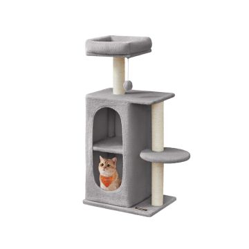 Cat scratching post FEANDREA, 2 caves, Gray, 45 × 101 × 35 cm