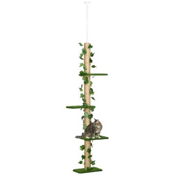 Когтеточка для кошек PawHut 37x21x242см, зелёный/песочный