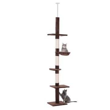 Когтеточка для кошек PawHut 40x34x260см, коричневый/кремовый