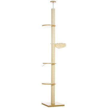 Когтеточка PawHut 40x40x250см, кремового цвета