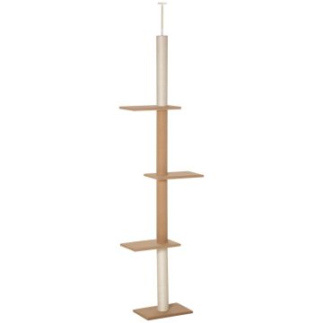 Когтеточка для кошек PawHut 43x27x260см, светло-коричневого/кремового цвета