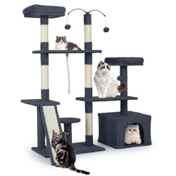 Cat Drift with 7 Levels, 2 Padded Perches, Dark Grey