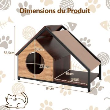 Cat house, 2 openings, 84 × 58.5 × 43 cm
