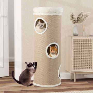 Cat scratching post, 4-tier, 3 niches, 43 × 43 × 113 cm