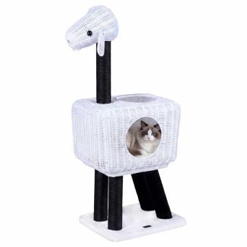 Cat house with scratching post, Double doors, 35.5 × 47 × 110 cm
