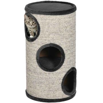 Домик для кошек с когтеточкой PawHut 38x38x80см, серый/темно-серый цвет