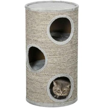 Домик для кошек с когтеточкой PawHut 38x70см, серо-белый