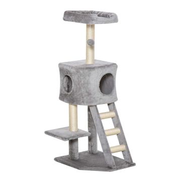 Домик для кошек когтеточка PawHut 50x40x120см, серо-кремовый