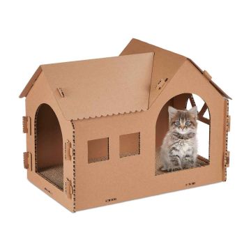 Домик для кошек с когтеточкой Relaxdays 10044675.0, 2 входа, 49 × 36 × 29 см