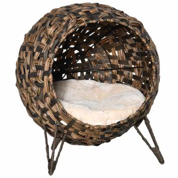 Домик для кошек PawHut 52x52x58 см, коричневый/песочный