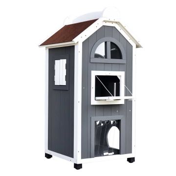 Домик для кошек PawHut 59x55x109см, в разных цветах