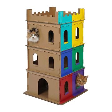 Kaķu māja Relaxdays, 3 līmeņi, 62 × 107,5 × 62 cm