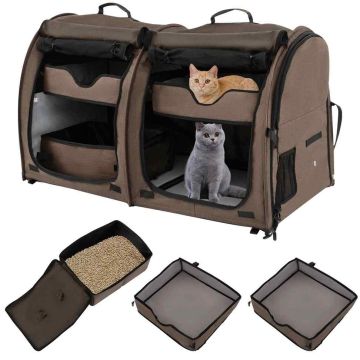 Cat Carrier, 2 Compartments, 2 Hammocks, 40 × 23 × 24 in