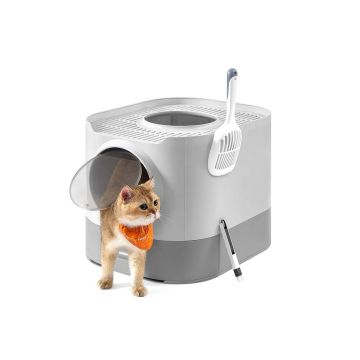 Feandrea cat litter box, XXL, closed, Grey, 54 × 42.8 × 40 cm