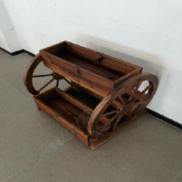 Rustic wooden raised planter 3 compartments, triangular, with drainage holes