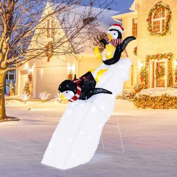 Christmas penguin decoration, 130 LED lights, 92 × 28 × 120 cm