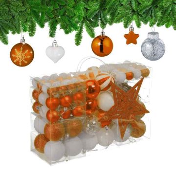 Kalėdiniai eglutės žaisliukai rinkinys, 101 vnt., plastikas, įvairios formos