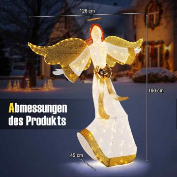 Christmas angel, 180 LED lights, 126 × 45 × 160 cm