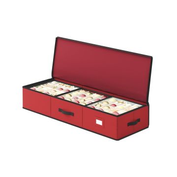 SONGMICS Christmas Decoration Storage Box RFB042R01, 96 compartments, Red, 96.5 × 17.5 × 33.5 cm