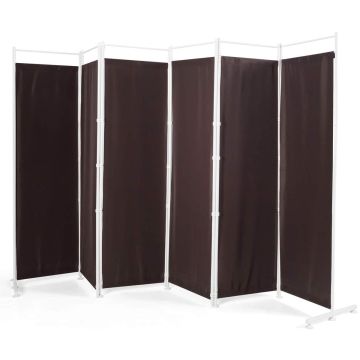 Room Divider, 6-Piece, Brown, 10 × 6 ft