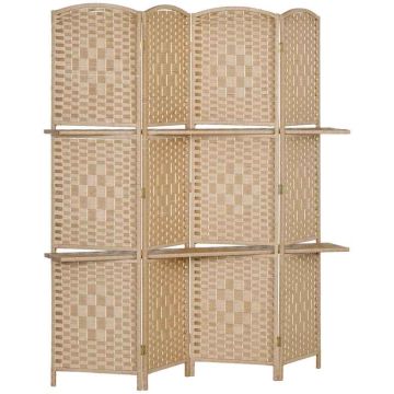 Перегородка для комнаты Aosom 830-813V00ND, 4 секции, 2 полки, 160 × 170 × 1,6 см