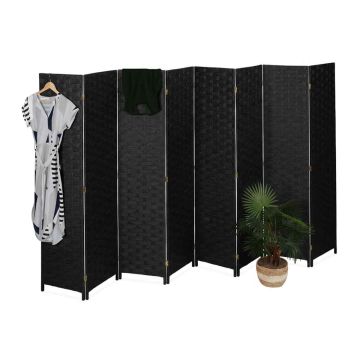 Telpas starpsiena Relaxdays, 8 paneļi, Melna, 170 × 320 × 2 cm