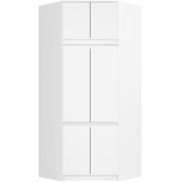 Угловой шкаф для одежды AKORD S100, 6 дверей, Белый, 100/100 × 235 × 50 см