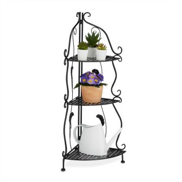 Stūra plaukts Relaxdays 10047167.0, 3 plaukti, Melna, 30 × 82,5 × 30 cm
