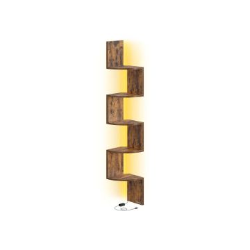 Corner hanging shelf VASAGLE, 5 tiers with LED lighting, 20 × 126 × 20 cm