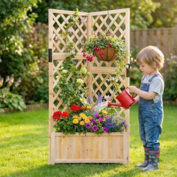 Corner raised bed, With diamond-shaped grid, 55 × 140 × 55 cm
