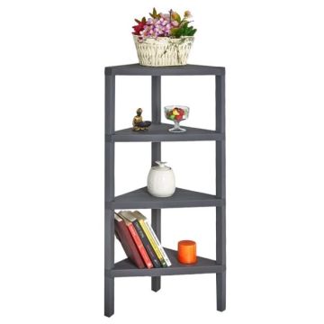 Corner freestanding shelf, 4 shelves, Gray, 46 × 99 × 25 cm