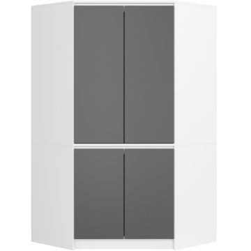 Угловой шкаф S100 4D CLP, 4-дверный, белый/серый, 100 × 180 × 50 см