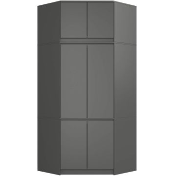 Угловой шкаф S100, с антресолью, 6 дверей, серый, 100 × 235 × 50 см