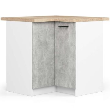 Угловой кухонный шкаф OLIWIA S90/90, 2 дверцы, бело-серый, 90 × 85 × 46 см
