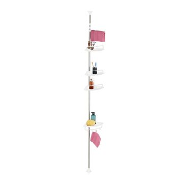Stūra vannas istabas plaukts Relaxdays, 4 grozi, 4 āķi, 33 × 99–311 × 21 cm