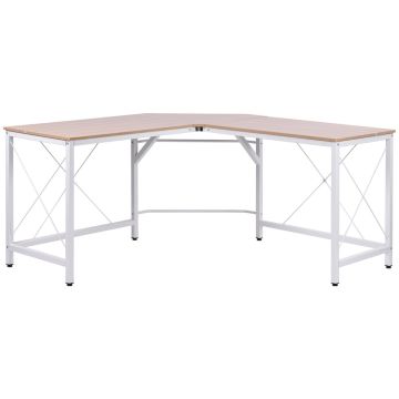 Угловой стол Homcom 150x150x76 см, белый/светло-коричневый