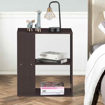 Corner table, 3 open shelves, brown/white, 52.07 × 29.21 × 59.69 cm