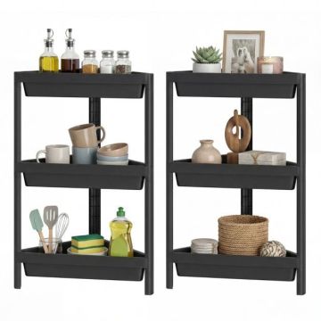 Corner shelf set, 2 pcs., 3 tiers, Black/white, 25.4 × 67.31 × 44.45 cm