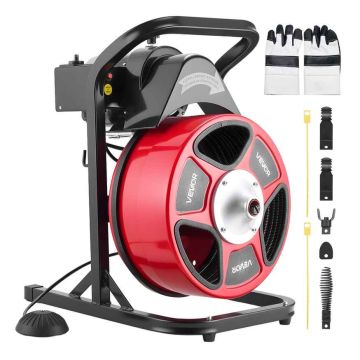 Машина для прочистки канализации VEVOR RC-9002F, 4 режущих инструмента, 54 × 41,5 × 61,5 см