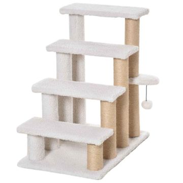 Когтеточка-лестница PawHut 60x40x64см, белый/песочный