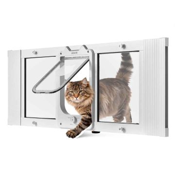 Kaķu durtiņas logam VEVOR SKT-06, 4 bloķēšanas režīmi, 1016 × 388 × 40 mm