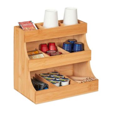 Kafijas un tējas organizators Relaxdays, 9 nodalījumi, 26,5 × 24 × 17,5 cm