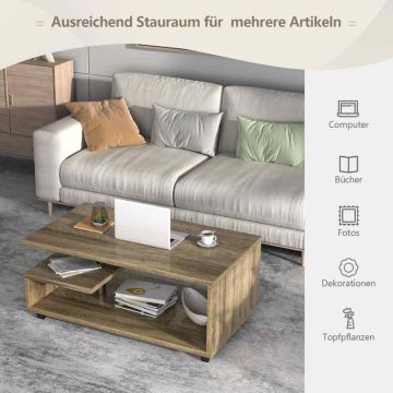 Coffee table, 2 shelves, 105 × 60 × 46 cm
