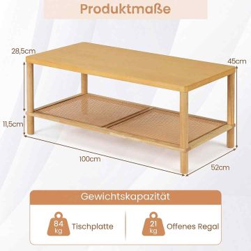 Coffee Table, 2 Shelves, 39 × 18 × 20.5 inches