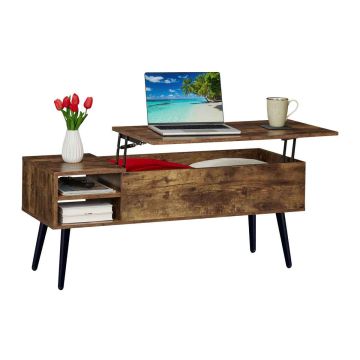 Kafijas galdiņš Relaxdays 10051466_695, Ar nodalījumu un izvelkamu virsmu, 100 × 46 × 40 cm