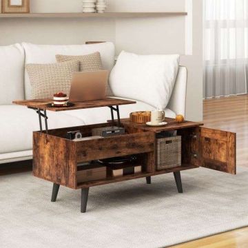 Coffee table, with storage compartment, Brown/black, 100.33 × 45.72 × 49.53 cm